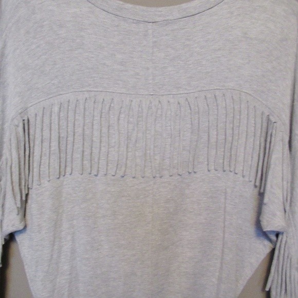 Sam & Lavi Fringe grey oversized long sleeve Top Shirt - Picture 6 of 9